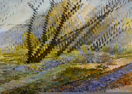 Oil painting Landscape in the forest Sakhnenko Viktor Ivanovich: &#8470;Verns 468 *** ABOUT THIS PAINTING *** * TITLE: "Landscape in the forest" * ARTISTS: Sakhnenko Viktor Ivanovich * SIZE: 50x70 cm/'19.68x27.55 inches' * MEDIUM: oil, cardboard * HAND PAINTED: Ori