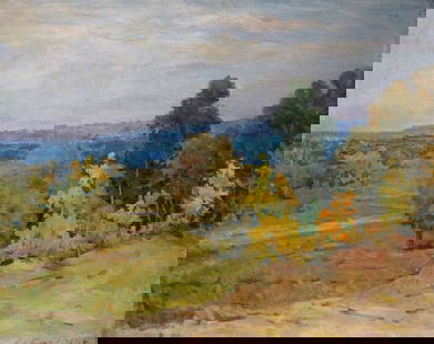 Oil painting Autumn landscape: &#8470;Verns 913 *** ABOUT THIS PAINTING *** * TITLE: "Autumn landscape" * ARTISTS: Unknown artist * SIZE: 80x100 cm/'31.49x39.37 inches' * MEDIUM: oil, canvas * HAND PAINTED: Original painting from o