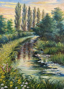 Oil painting Natural landscape Unknown artist: &#8470;881AAA *** ABOUT THIS PAINTING *** * TITLE: "Natural landscape" * ARTISTS: Unknown artist * SIZE: 70x50 cm/'27.55x19.68 inches' * MEDIUM: oil, canvas * HAND PAINTED: Original painting from our