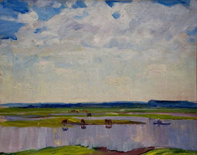 Oil painting Morning has come Beregovaya Zoya Izrailevna: &#8470;Verns 194 *** ABOUT THIS PAINTING *** * TITLE: "Morning has come" * ARTISTS: Beregovaya Zoya Izrailevna * SIZE: 38x48 cm/'14.96x18.89 inches' * MEDIUM: oil, cardboard * HAND PAINTED: Original p