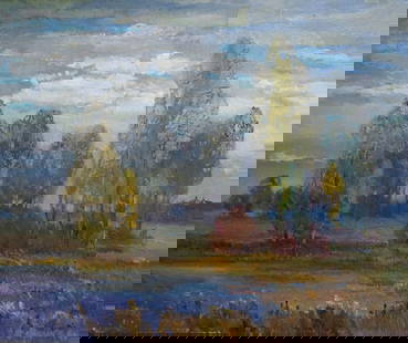 Oil painting Autumn landscape Mynka Alexander Fedorovich: &#8470;Vern 1108 *** ABOUT THIS PAINTING *** * TITLE: "Autumn landscape" * ARTISTS: Mynka Alexander Fedorovich * SIZE: 50x60 cm/'19.68x23.62 inches' * MEDIUM: oil, canvas * HAND PAINTED: Original pain