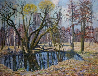 Oil painting Landscape in the forest Gabda Vasily Georgievich: &#8470;Vern 1289 *** ABOUT THIS PAINTING *** * TITLE: "Landscape in the forest" * ARTISTS: Gabda Vasily Georgievich * SIZE: 83x105 cm/'32.67x41.33 inches' * MEDIUM: oil, canvas * HAND PAINTED: Origina