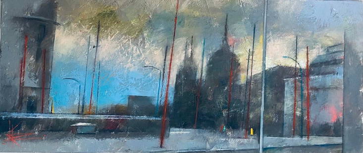 Abstract Oil painting Silhouettes of Vienna Oksana Kyrylenko: 121KOR Painter: Oksana Kyrylenko S?ze: 30x70 cm/11.8x27.55 inches Components: oil, canvas, acrylic Original painting from our collection ERA: 2022 Oksana Ivanivna was born on May 11, 1961 in the city