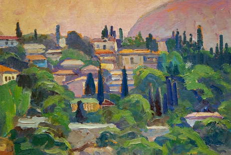 Oil painting Urban landscape: &#8470;Verns 326 *** ABOUT THIS PAINTING *** * TITLE: "Urban landscape" * ARTISTS: Unknown artist * SIZE: 31x42 cm/'12.20x16.53 inches' * MEDIUM: oil, cardboard * HAND PAINTED: Original painting from