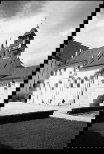 Edition 2/10 - Courtyard, Fontevraud Abbey, Chinon, France: Title: Edition 2/10 - Courtyard, Fontevraud Abbey, Chinon, France Photograph Artist: Paul Cooklin Origin: United Kingdom Medium: Photography, Black & White on Paper Dimensions: 16 W x 20 H x 0.1 D in