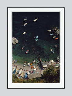 Slim Aarons 'Conca Dei Marini' 1984 Oversize Black Frame C Type Print: Description Slim Aarons 'Conca dei Marini' 1984 Oversize Black Frame c type print A bay in Conca dei Marini, on the Amalfi coast in Italy, August 1984. (Photo by Slim Aarons) Black Frame C Type Print