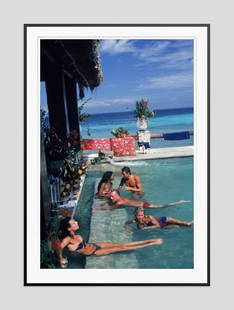 Slim Aarons 'Plantation Cocoyer' 1981 Oversize Black Frame C Type Print: Description Slim Aarons 'Plantation Cocoyer' 1981 Oversize Black Frame c type print People relaxing in the bar at Plantation Cocoyer, Cocoyer Beach, Haiti, February 1981. (Photo by Slim Aarons) Black