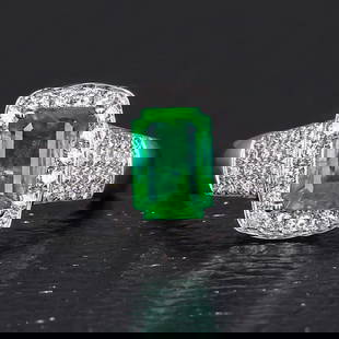 14K WHITE GOLD 1.09 CT VIVID GREEN NATURAL EMERALD & DIAMOND RING: Title:14K WHITE GOLD 1.09 CT VIVID GREEN NATURAL EMERALD & DIAMOND RING Description:Ref:230408417Gold Content:14K White GoldRing Size:7.25USMain Gemstone:Natural EmeraldNumber of stones:1Shape:Octagon