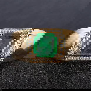 14K YELLOW GOLD 1.37 CT VIVID GREEN NATURAL EMERALD & DIAMOND RING: Title:14K YELLOW GOLD 1.37 CT VIVID GREEN NATURAL EMERALD & DIAMOND RING Description:Ref:230408419Gold Content:14K Yellow GoldRing Size:7.25USMain Gemstone:Natural EmeraldNumber of stones:1Shape:Octag