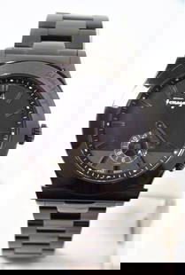 Mens SALVATORE FERRAGAMO F62 Dual Time Black IP S/Steel Date Watch* EXLNT: Mens SALVATORE FERRAGAMO F62 Black IP S/Steel Date Watch in Excellent ConditionThis Men's SALVATORE FERRAGAMO watch is Swiss