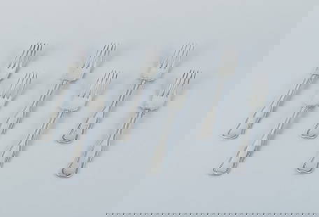 Georg Jensen Old Danish, a set of six lunch forks in sterling silver.: Title:Georg Jensen Old Danish, a set of six lunch forks in sterling silver. Description:Georg Jensen Old Danish, a set of six lunch forks in sterling silver. Stamped with post 1944 hallmark. In excell