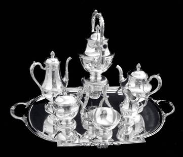 KELLER FRENCH 950 STERLING SILVER TEA SET & WRAPS, MUSEUM QUALITY 1850-1899: Title: KELLER FRENCH 950 STERLING SILVER TEA SET & WRAPS, MUSEUM QUALITY 1850-1899 Description:Direct from Paris, A Gorgeous 19th Century Louis XVI, 8 pc. 950 Sterling Silver Tea / Coffee Set by one o