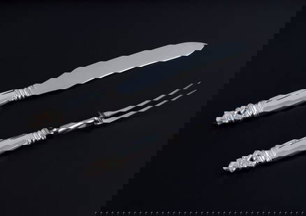 Georg Jensen, Acorn, carving set in sterling silver and stainless steel.: Title:Georg Jensen, Acorn, carving set in sterling silver and stainless steel. Description:Georg Jensen, Acorn, carving set in sterling silver and stainless steel. Marked with post 1945 marks and Brit