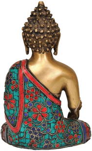9" Tibetan Buddhist Deity Medicine Buddha In Brass | Handmade | Made In India: Title: 9" Tibetan Buddhist Deity Medicine Buddha In Brass | Handmade | Made In India Description: Brass Statue with Inlay Height: 9.5 inch Width: 7 inch Depth: 5.5 inch Weight: 2.80 kg Reserve: $279.0