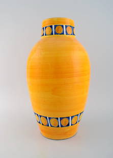 Poterie Serghini, Morocco. Large unique vase in hand-painted glazed stoneware. Beautiful glaze in: Poterie Serghini, Morocco. Large unique vase in hand-painted glazed stoneware. Beautiful glaze in yellow shades. Mid-20th