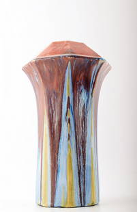 French ceramic vase, c 1930s.: French ceramic vase, c 1930s. Beautiful polychrome glaze. In perfect condition. Measures 27 cm. Signed illegible. Reserve:  $378.00 Shipping: Domestic: Shipping rates are determined by destination Int