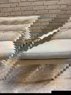 Mid Century Modern Harvey Probber Style Armchair Newly Upholstered: Vintage from the 1960s Materials: leather, aluminum, metal Overall width: 28 inches Overall height: 30 inches Overall depth: 30 inches Seat height: 19 inches Mid Century Modern Harvey Probber Style Al