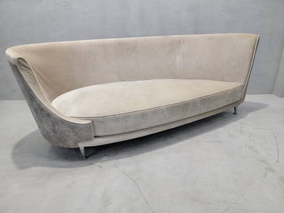 Vintage Modern Italian Moroso NewTone Drop Left Sofa Upholstered in Velvet: Vintage from before 2000 Overall width: 94 inches Overall height: 37 inches Overall depth: 37 inches Seat height: 17 inches Vintage Modern Italian Moroso NewTone Drop Left Sofa Custom Upholstered in V