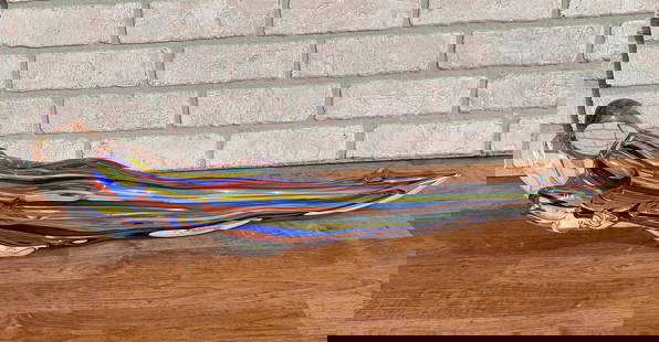 Vintage Signed Italian Murano Glass Rainbow Ribbons Lovers Laying Down Sculpture: Vintage from the 1970s Materials: glass Vintage Signed Italian Murano Glass Rainbow Ribbons Lovers Laying Down Sculpture Beautiful Murano hand blown rainbow ribbons Italian art glass sculpture glass s