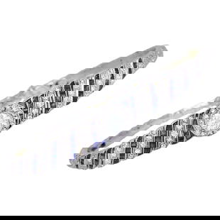 Art Deco Platinum Bracelet Old European Cut Diamond Sapphire Estate Jewelry: About the Item A beautiful Art Deco platinum bracelet featuring an Old European cut diamond accented with table cut sapphires and single cut diamonds. The bracelet carries a swirling pattern, which is