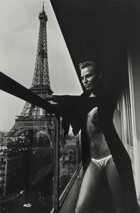 Helmut Newton 'Model and Meccano, Paris' Print: Description: Helmut Newton 'Model and Meccano, Paris' Print mounted on board and measuring at 12.25x8.25 inches Date: 1989 Material: Board & Glossy Art Paper Additional Information: Possible Reproduct