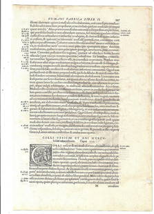 1555 Leaf Vesalius De Humani Corporis: A leaf from &#8220;De Humani Corporis Fabrica..&#8221;, Andreas Vesalius. printed at Basel by Johann Oporinus in 1555. Folio 397/398 with each side having an illustrated initials attributed to Calcar,