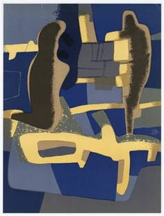 Maurice Esteve original lithograph "Face a face": Medium: original lithograph. Printed in 1968 at the Mourlot atelier for the art revue XXe Siecle (issue number 30) and published in Paris by San Lazzaro. Sheet size: 12 1/4 x 9 1/4 inches (310 x 235 m