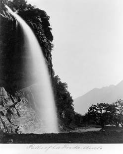 1860, FALLS OF LA FRODA AIROLO: Title: 1860, FALLS OF LA FRODA AIROLO Artist/Source: UNKNOWN Original Date: 1860 Dimensions: 10 X 8 Description: || UNITED STATES SHIPPING ONLY! || This lot is a Dye Based Photolithograph with a matte