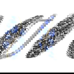 Original Blue Sapphire Diamond Lever-Back Earrings for Her: Earrings White Gold 14 K (Matching Ring Available) Diamond 76-RND 57-0,47carats-4/6 Blue Sapphire Weight 7.55 grams With a heritage of ancient fine Swiss jewelry traditions, is a Geneva based jeweller