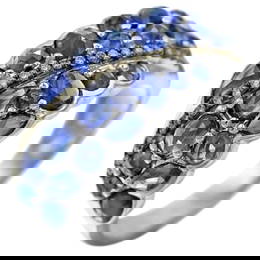 Original Blue Sapphire Diamond White Gold Ring for Her