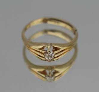 Vintage Gypsy Set 18ct Gold Diamond Ring: Vintage Gypsy Set 18ct Gold Diamond Ring 18ct yellow gold fully hallmarked. 9ct gold size reducer added. Weight 4.8 g. Ring size (with reducer) S. Good pre-owned condition Reserve: $792.00