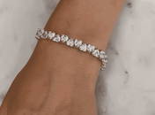 Heart Shaped Silver Tennis Bracelet
