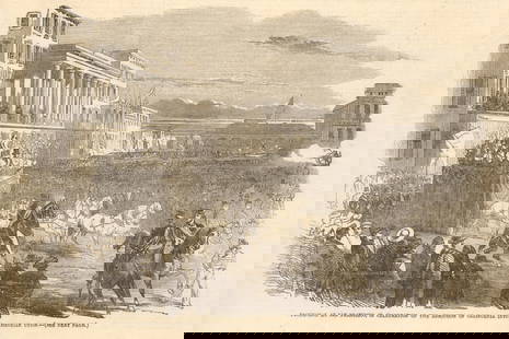 San Francisco procession celebrating California's admission to the Union 1851: TITLE OF THE PRINT: 'Procession at San Francisco, in celebration of the admission of California into the American Union' DATE PRINTED: 25 January 1851 IMAGE SIZE: Approx Overall page size: 39 x 26cm,