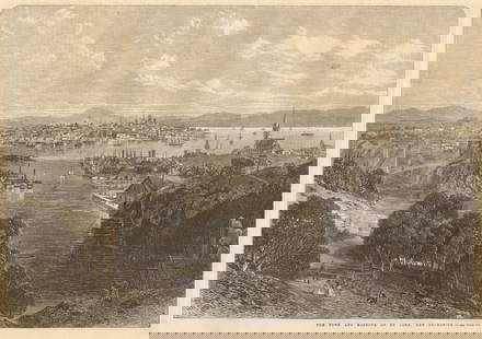 The town & harbour of St. John, New Brunswick. Canada 1866 old antique print: TITLE OF THE PRINT: 'The town and harbour of St. John, New Brunswick' DATE PRINTED: 12 May 1866  IMAGE SIZE: Approx Overall page size: 39 x 26cm, 15 x 10 inches; image size as shown: 24.5 x 35.0cm, 9.