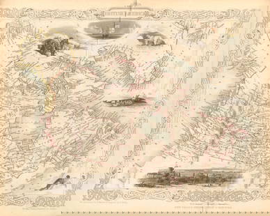 BRITISH AMERICA. Shows Hudson's Bay Company forts.Canada TALLIS/RAPKIN 1849 map: TITLE/CONTENT OF MAP: 'British America' The key indicates that the brown dots are forts and principal stations of the Hudson's Bay Company. Vignettes: Whale fishing; Esquimaux; Polar bears; Seal; Mont