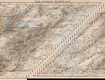 USA MOUNTAIN STATES.Utah,Colorado & South Wyoming.Railroads.JOHNSTON 1906 map: TITLE/CONTENT OF MAP: 'Utah Colorado, Wyoming (South)' DATE PRINTED: 1906  IMAGE SIZE: Approx 21.0 x 27.5cm, 8.25 x 10.75 inches (Medium) TYPE: Antique colour map CONDITION: Good