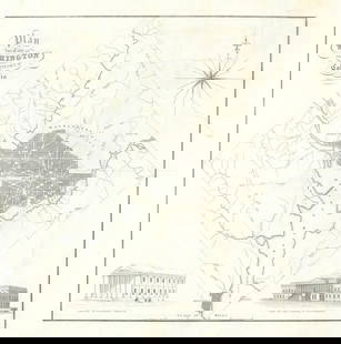 Plan of the City of Washington & Territory of Columbia by WH & D Lizars 1819 map: CAPTION PRINTED BELOW PICTURE: 'Plan of the City of Washington and Territory of Columbia' A scarce plan of Washington, D.C., based on Andrew Ellicott’s very scarce ten-mile-square survey, which