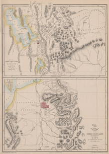 THE GREAT SALT LAKE (MORMON) CITY'. Town plan & environs maps. WELLER 1863: TITLE/CONTENT OF MAP: 'The Great Salt Lake (Morman) City and Surrounding Country; Map of the Great Salt Lake and Adjacent Country in the Territory of Utah' DATE PRINTED: 1863  IMAGE SIZE: Approx 44.5