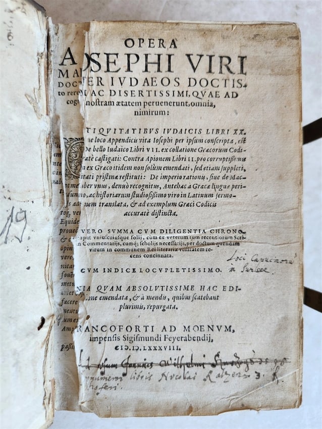 1588 WORKS of FLAVIUS JOSEPHUS antique 16th CENTURY PIGSKIN BINDING (1 of 1)