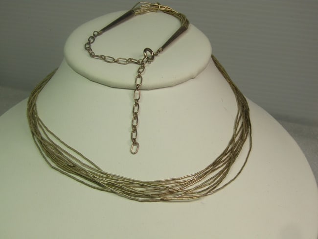 Vintage Sterling Ten Strand Liquid Silver Necklace, Southwestern,24" Carolyn Pollack, 1980's-1990's (1 of 1)