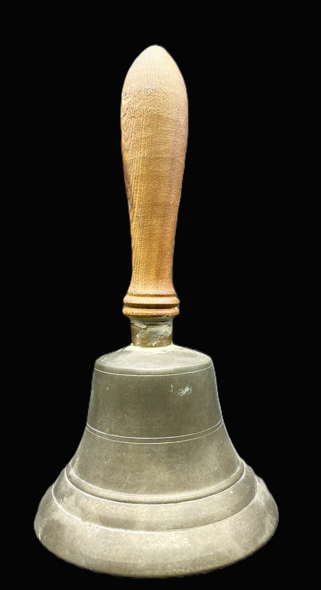Solid Brass Hand Bell School Bell Call Service Bell w Wood Handle & Teacher Name (1 of 1)