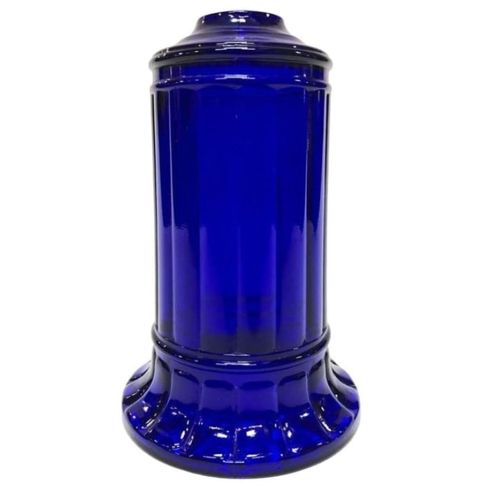 Vianne Art Deco Ripped Cylinder Cobalt Art Glass Light Up Lamp Base (1 of 1)