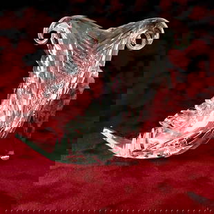 Vintage Bohemia crystal vase 'high heel shoe'  560 gr: Title: Vintage Bohemia crystal vase 'high heel shoe' 560 gr Maker:Bohemia Origin: Czechoslovakia Date/Period:ca 1960 Materials:blown glass Size:12 X 6 cm (on widest points), H12 cm Description:beautif