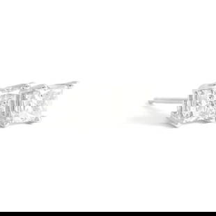 Princess Diamond Stud Earrings 14K White Gold 4-Prong Basket, 1.01 CTW: Princess Diamond Stud Earrings 14K White Gold 4-Prong Basket, 1.01 CTW These are gorgeous diamond stud earrings! Please let us know if you have any questions. Diamonds: 2 princess cuts, 1.01 ctw, D, S