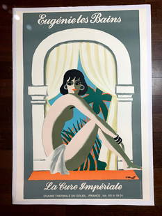 Eugenie Les Bains - Art By Villemot (1988) 27.75x39.75 French Advertising Poster LB: Eugenie Les Bains - Art By Villemot (1988) 27.75x39.75 French Advertising Poster LB, Please refer to the attached photos to determine the condition of this original vintage item. Note: LB means Linen