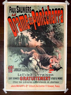 Drame De Pontcharra - Art By Cheret (1885) 33x47.6 French Theater Poster LB: Drame De Pontcharra - Art By Cheret (1885) 33x47.6 French Theater Poster LB, Please refer to the attached photos to determine the condition of this original vintage item. Note: LB means Linen Backed.