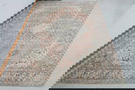 9.3x13'7 ft, FADED PERSIAN RUG: Title: 9.3x13'7 ft, FADED PERSIAN RUGOridign: Turkey Date/Period: 1960 - 1970 Materials: Wool and Cotton Size: Width: 9.3 feet Length: 13.7 feet Provenance: This Turkish one-of-a-kind Anatolian Vintag