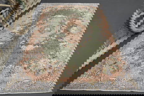6.7x10.2 TURKISH Area Rug: Title: 6.7x10.2 TURKISH Area RugOridign: Turkey Date/Period: 1960 - 1970 Materials: Wool And Cotton Size: Width: 6.7 feet Length: 10.2 feet Provenance: This Turkish one-of-a-kind Vintage Turkish Rug i
