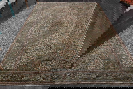6.4x9.1 ft, ANTIQUE Rug, TURKISH: Title: 6.4x9.1 ft, ANTIQUE Rug, TURKISHOridign: Turkey Date/Period: 1960 - 1970 Materials: Wool And Cotton Size: Width: 6.4 feet Length: 9.1 feet Provenance: This Turkish one-of-a-kind Vintage Turkish