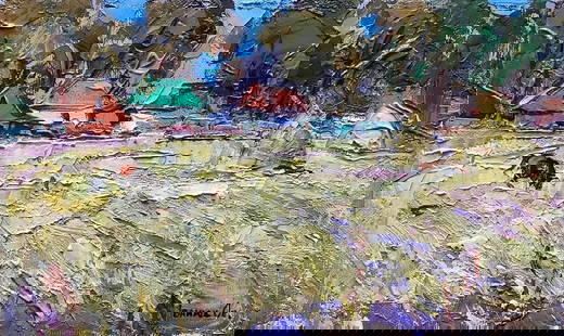 Oil painting On the pasture Kalenyuk Oksana: Kalen 524 *** ABOUT THIS PAINTING *** * TITLE: "On the pasture" * ARTISTS: Kalenyuk Oksana * SIZE: 15x25 cm/'5.90x9.84 inches' * MEDIUM: oil, canvas * HAND PAINTED: Original painting from our collecti